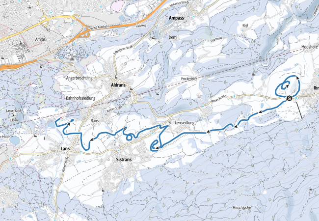 Rinn Mühlsee Langlaufroute